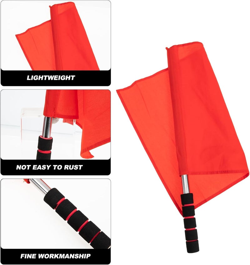 Cabilock 2pcs Referee Flags with Stainless Steel Handle, Lightweight Red Signal Flag, Events Hand-cranked Racing Road Judge Equipment for Sports Volleyball Soccer Game - Image 5
